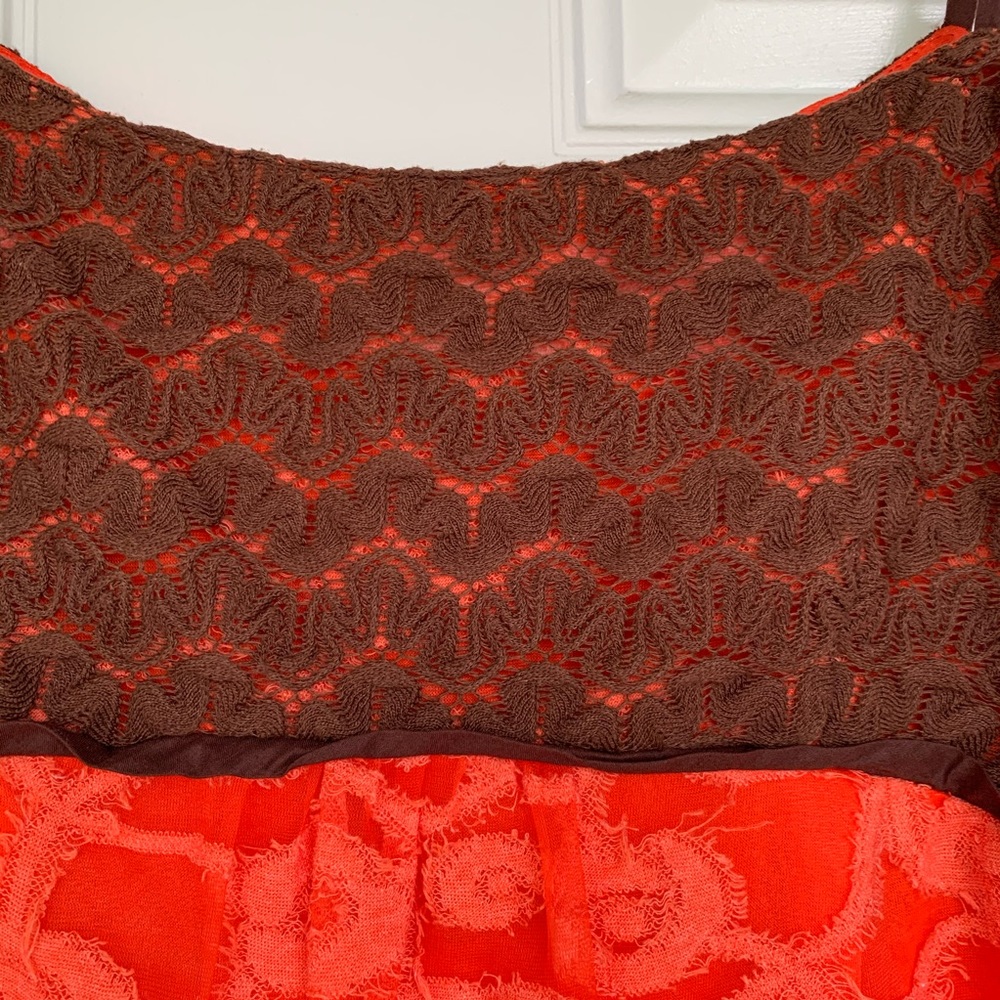 T Bleu Crochet Bodice Orange/Brown Dress-size Sm - Picture 4 of 9